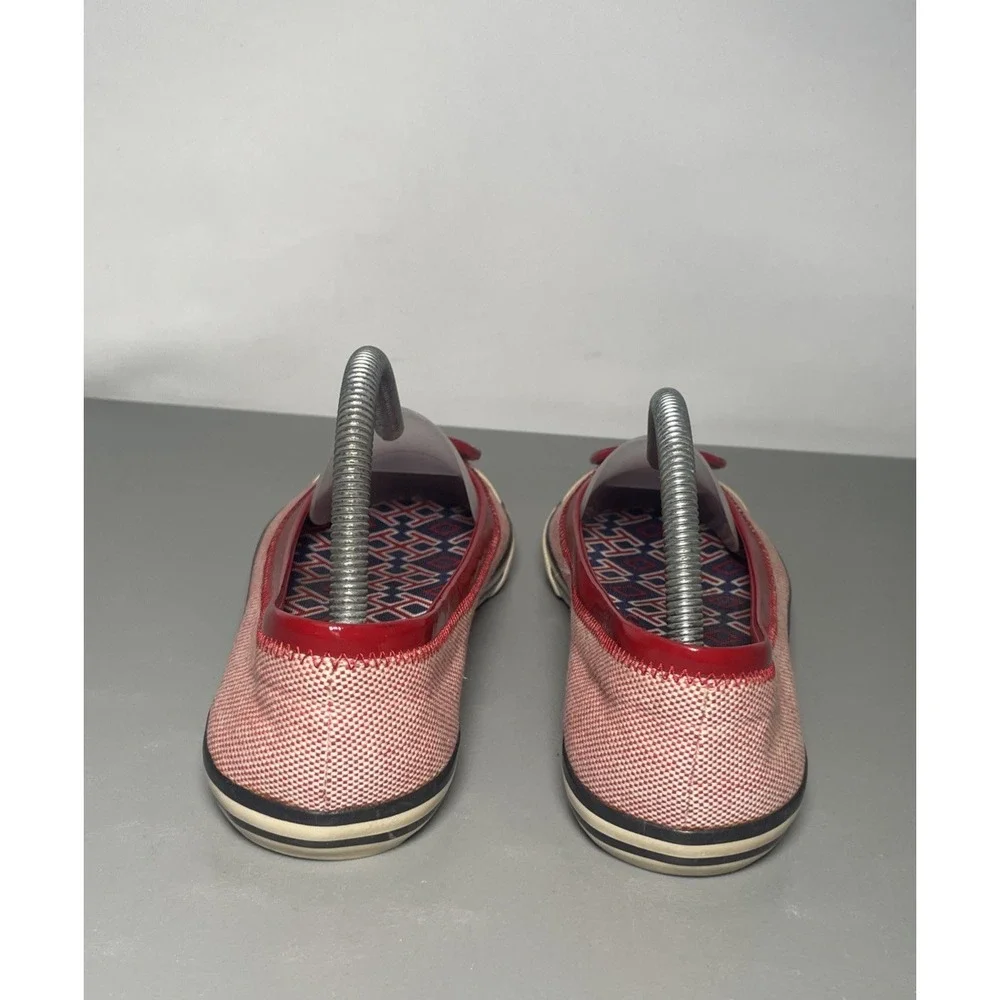Tory Burch Women's Channing Red Canvas  Cap Toe Ballet Flats Size 6